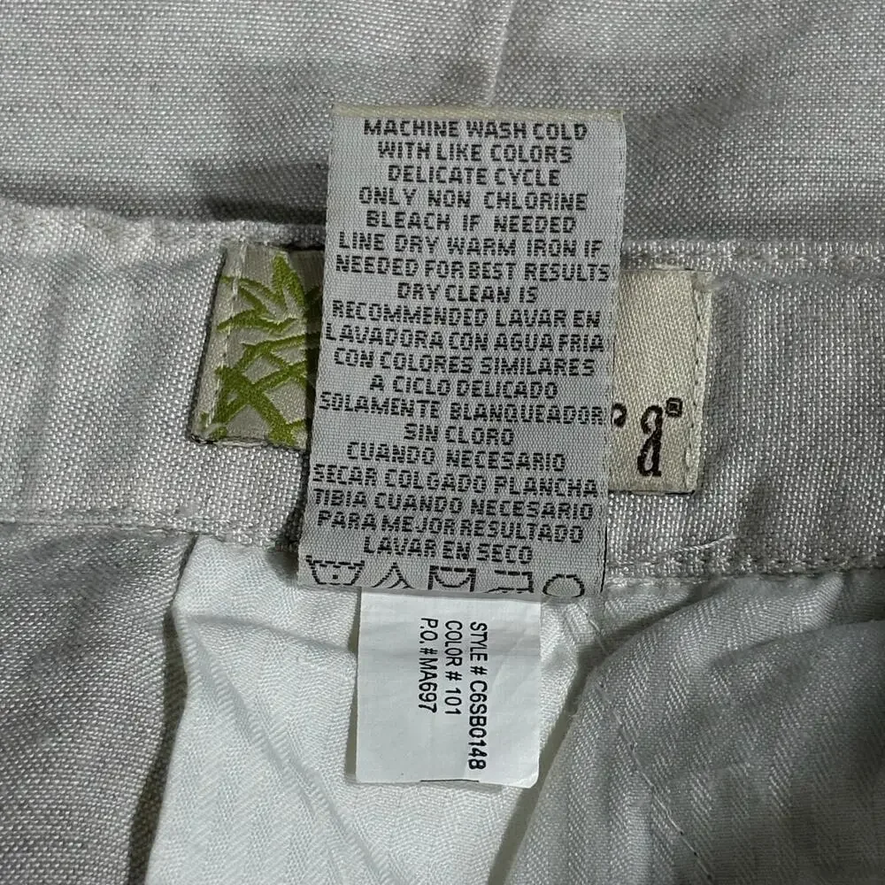 Cubavera Pants Mens 32x26 Beige Linen Blend Drawstring Elastic Waist Casual